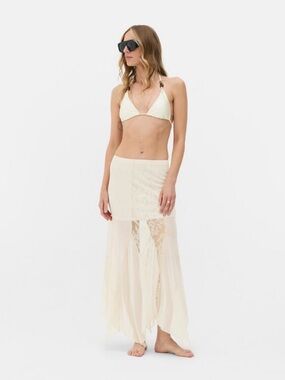 Primark x Rita Ora sheer Lace Panel Maxi Skirt in Cream